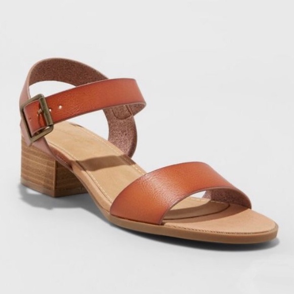 Brown Double Strap Mid-Block Heeled Pumps, NWT - Picture 1 of 3